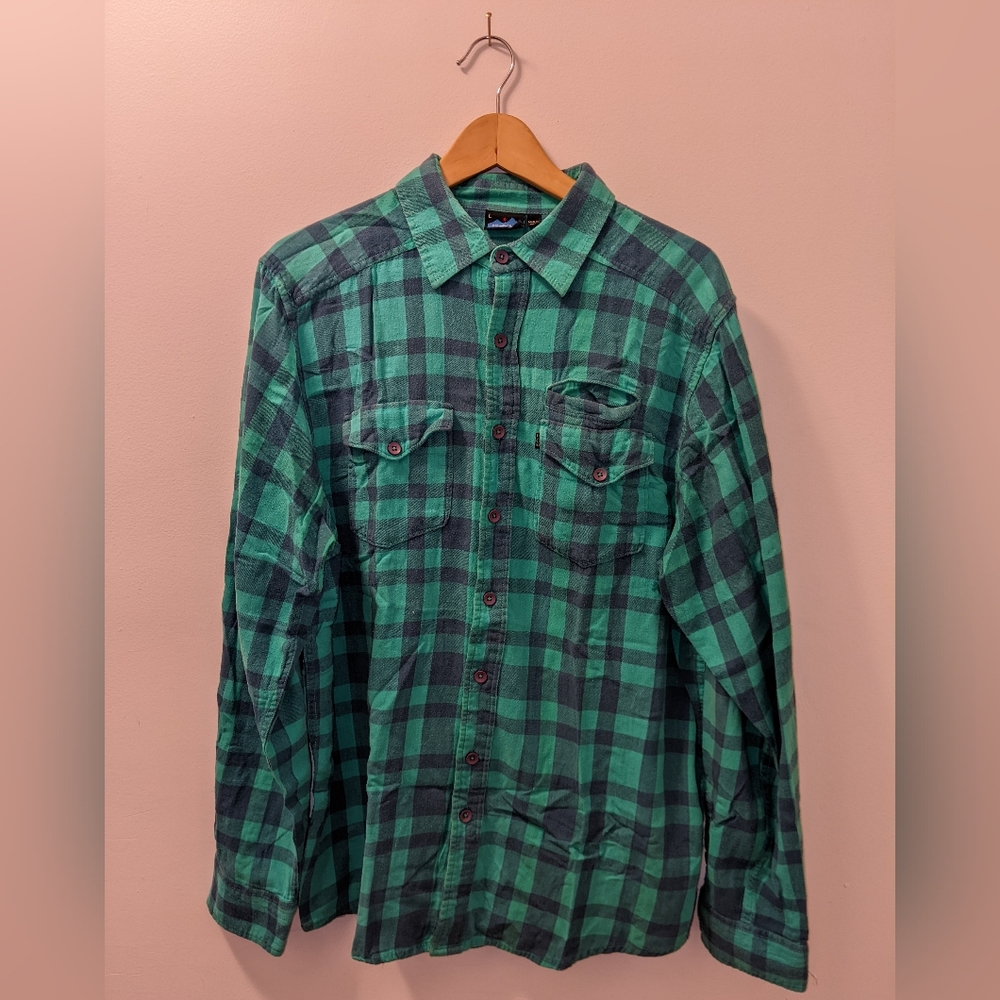 Light green/blue plaid flannel from Kavu